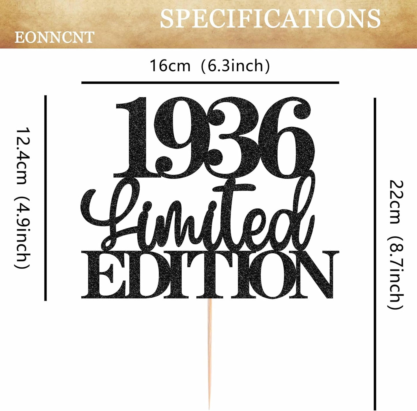 Limited EDITION 1936 Cake Topper - Black Glitter Happy 89th Birthday Party Cake Decoration Supplies, Cheer to 89 Years Cake Bunting Decor for 89th Birthday Party Photo Booth Props