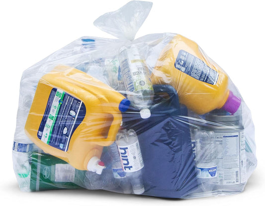 Veska 30-33 Gallon Clear Trash Bags Heavy Duty (Value Pack 100 Bags w/Ties) Large Clear Plastic Recycling Garbage Bags. Large Trash Bags 30+, 32 Gallon