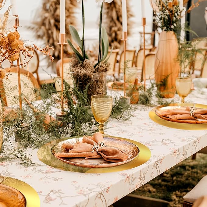KesaPlan 50PCS Round Gold Placemats, 13" Disposable Paper Placemats for Dining Table, Mirrored Gold Charger Place Mat for Kitchen Banquet Table Setting Wedding Birthday Dinner Party