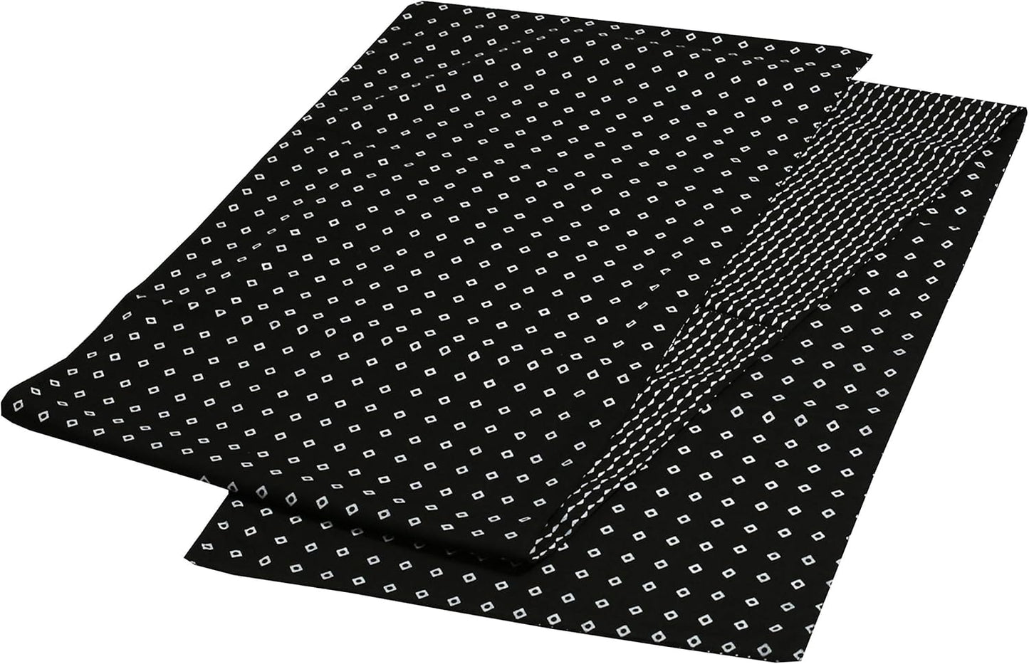 Indtresor Indian Heritage Fabric Cotton Table Linen Reversible Set Runner Napkins Mats in Black