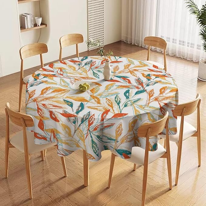 YCness Thanksgiving Fallen Leaves Tablecloth, Fall Autumn Watercolor Seasonal Colorful Maple Table Decor for Home Bedroom Kitchen Dinner Table Cover 36x36 Round