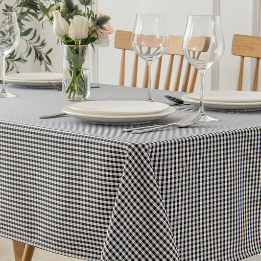 maxmill Checkered Square Tablecloth Stain Resistant Waterproof and Wrinkle Resistant Washable Heavy Weight Soft Table Cloth Gingham for Dining Room and Outdoor Use, 52 x 52 Inch Black White