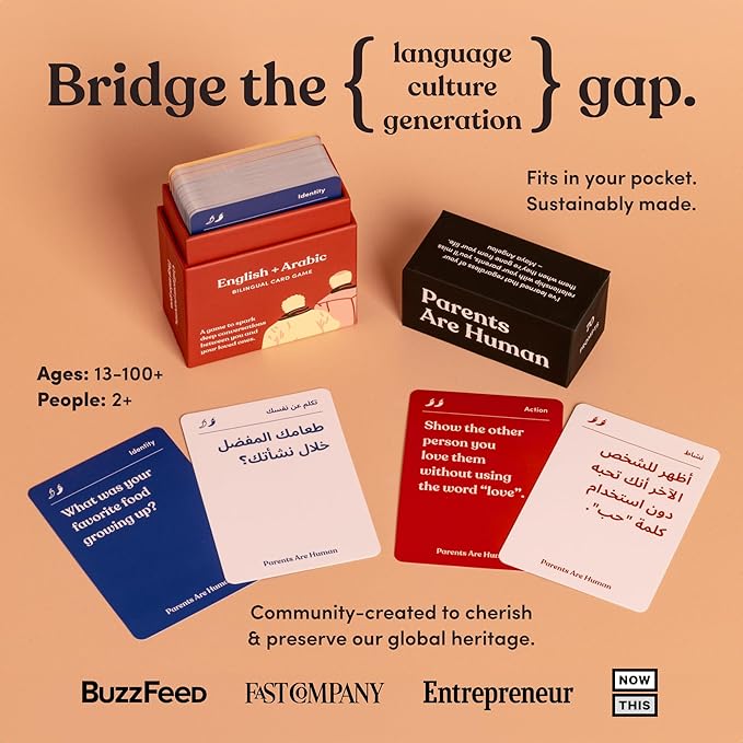 Parents Are Human, Relationship Cards, Get to Know Each Other Better, Parents, Families, Teens & Kids Relationship Building, Light & Deep Questions, 70 Questions & Activity Cards, English + Arabic
