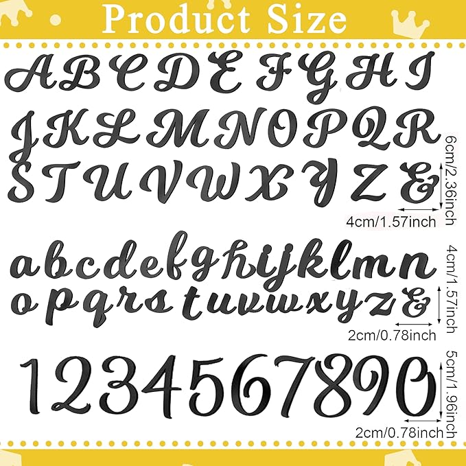 64 Pcs Acrylic Number & Alphabet Cake Toppers - A-Z Letters, 0-9 Numbers, Black - DIY Personalized Name Cupcake Toppers for Weddings, Birthdays, Party Decorations