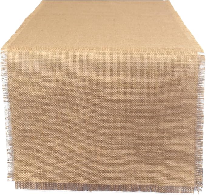 DII Jute Burlap Collection Kitchen Tabletop, Table Runner, 15x110, Solid Natural