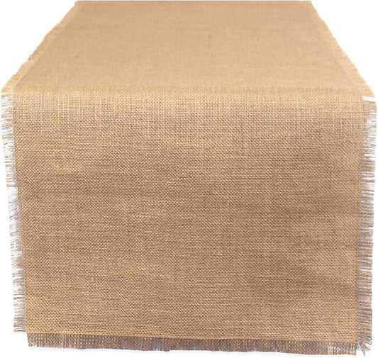 DII Jute Burlap Collection Kitchen Tabletop, Table Runner, 15x110, Solid Natural