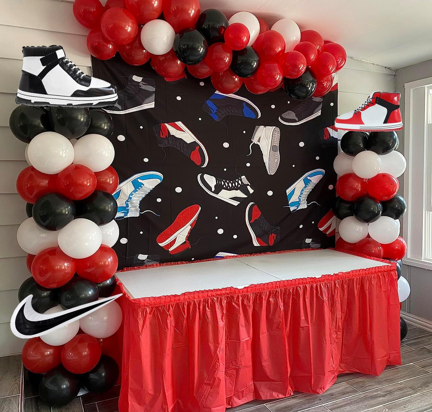 6 Pcs Basketball Shoes Sneaker Balloons/Sports theme party decorations/Boys Men Game Birthday supplies/Sports Theme Balloons
