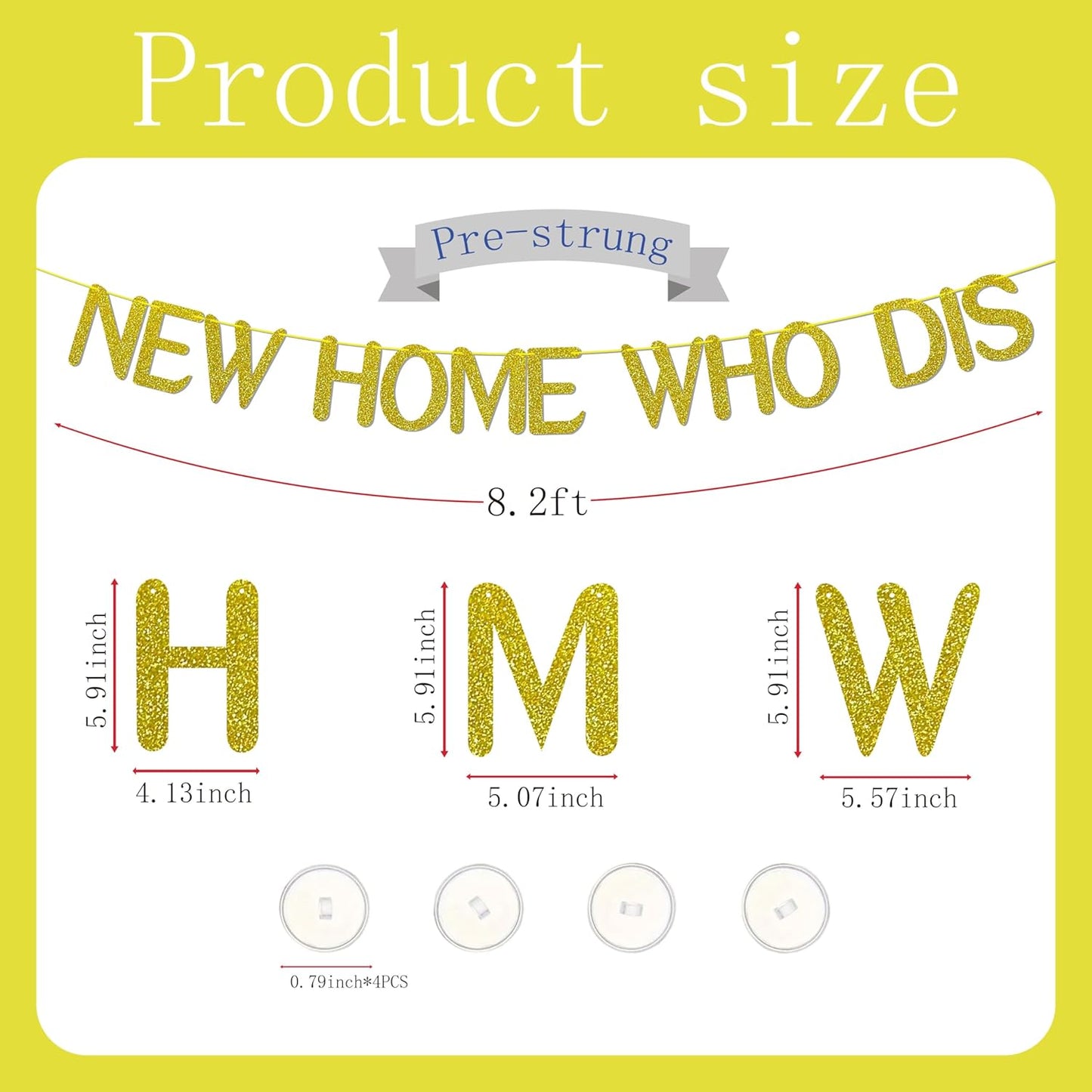 New Home Who Dis Banner,with adhesive hooks,New Home,Welcome Home,Funny Housewarming Party Decorations Spupplies,Gold Glitter Decor(Pre-Strung)