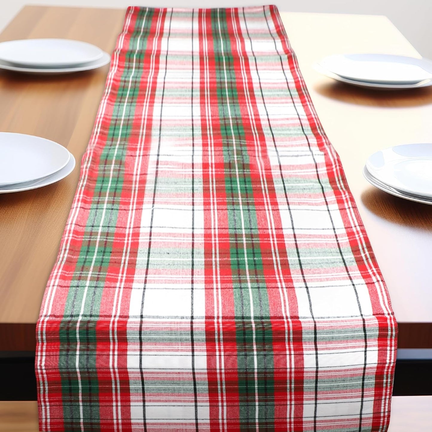 Urban Villa Christmas Table Runner Christ Check Table Runner 14”x72” 100% Cotton Over Sized Runner Heavier Quality Table Runner for Christmas Celebrations Dining Wedding Dinner Parties Everyday Use