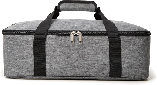 Lestyn Insulated Casserole Carrier Bag - Portable Reusable Food Transport Tote Bag Fits 9x13 Lasagna Baking Dish Pan to Keep Food Hot/Cold for Gathering/Potluck Parties/Cookout/Camping/Offices-Gray