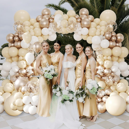 Gold White Balloon Arch Kit 134 Pcs – Champagne Confetti Balloon Garland for Birthday Wedding