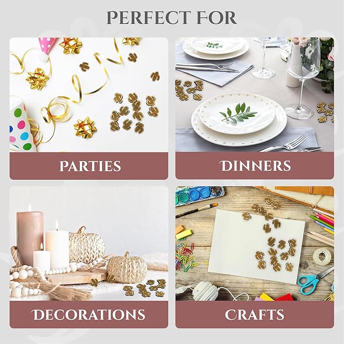 Confetti - Engraved Wood - Rustic Wooden Wedding Decor Party Table Scatter Decorations (Cactus)