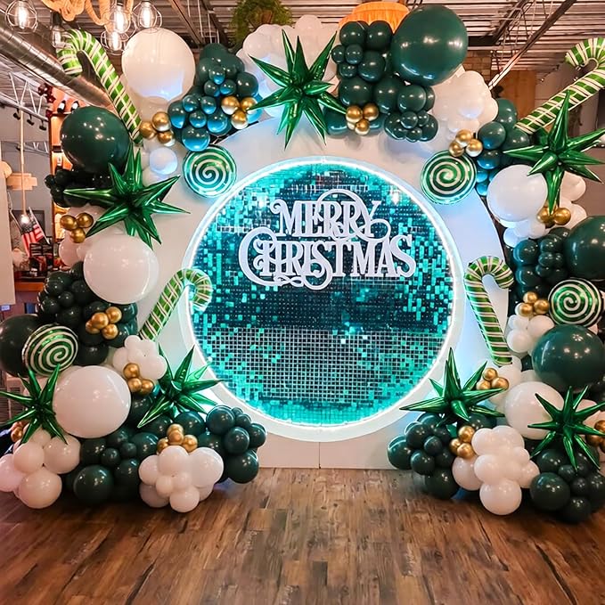 Dark Green Balloons Garland Arch Kit,130pcs Green Latex Balloons,Different Sizes Dark Green Balloons Garland for Christmas,Festival,Picnic,Anniversary,Birthday,Green Theme Decoration