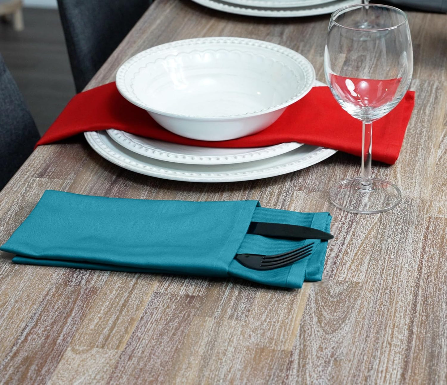Ruvanti Cloth Napkins Set of 12, 18x18 Inches Napkins Cloth Washable, Soft, Durable, Absorbent, Cotton Blend. Table Dinner Napkins Cloth for Hotel, Christmas, Dinner, Parties - Multi Color