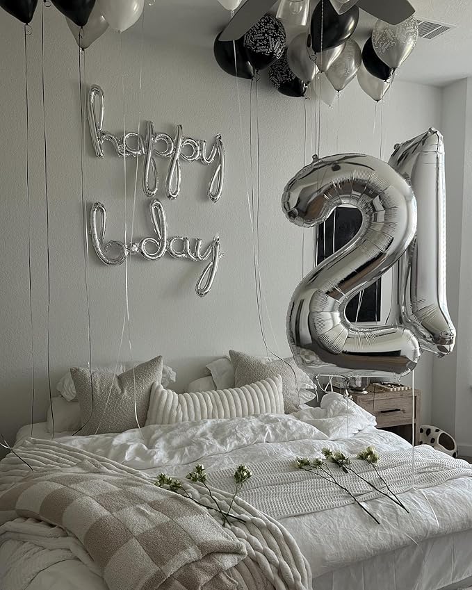 Silver 2 Balloon, Number Balloons 40 Inch, 2nd Balloon Number Birthday Decorations, Two Second Birthday Party Supplies, Number 2 Balloon