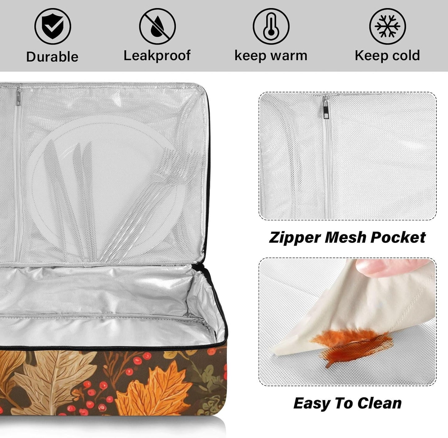 Casserole Carriers for Hot or Cold Food Reusable Casserole Dish Carrier Insulated Thermal Large Capacity Durable Perfect for Party Camping Family Gatherings Yellow Fish