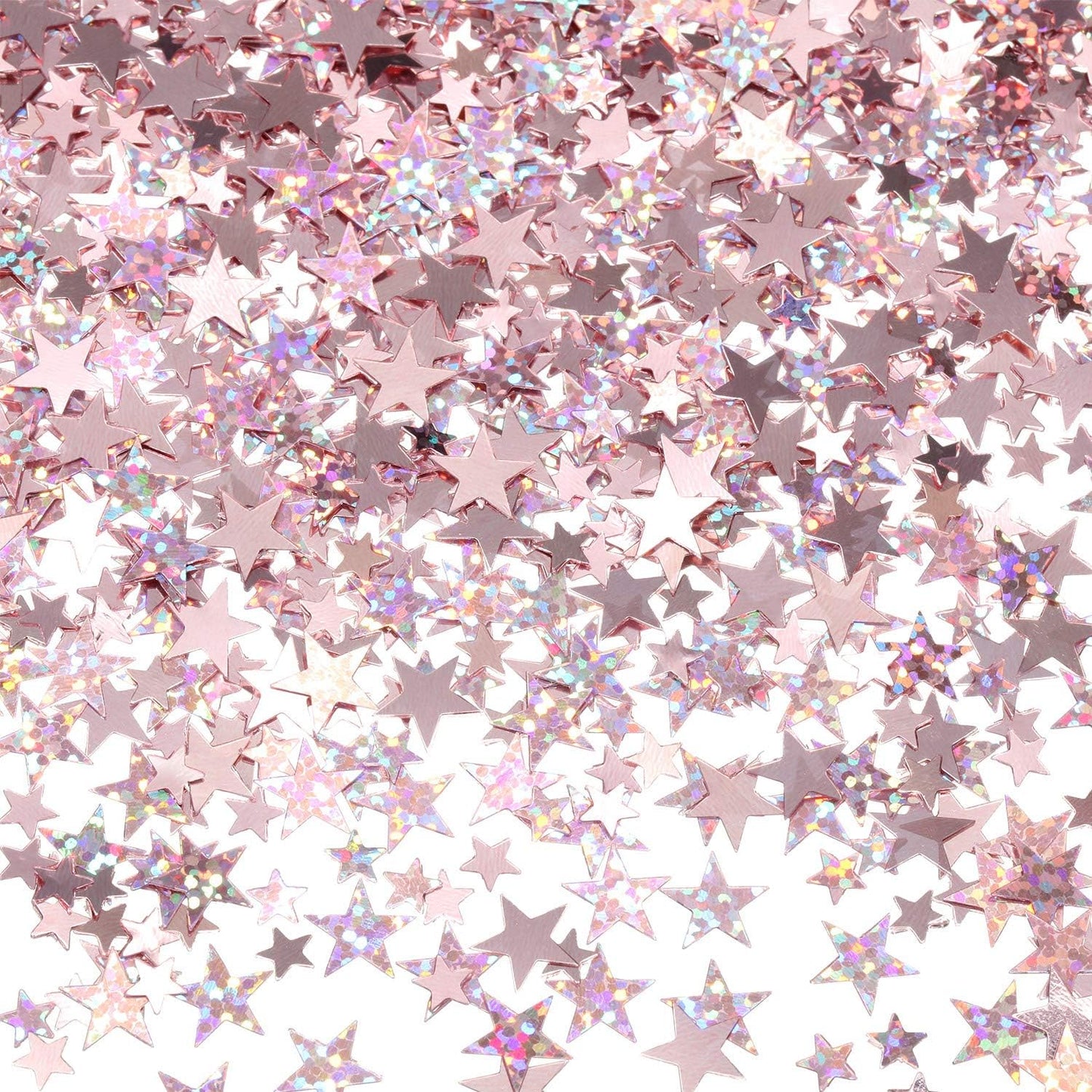 Hestya 60g Star Confetti Glitter Table Confetti Metallic Foil Stars for Christmas Party Wedding Festival Decorations(Glitter Rose Gold Set,10mm and 6mm)