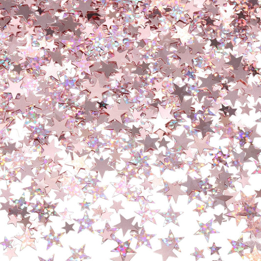 Hestya 60g Star Confetti Glitter Table Confetti Metallic Foil Stars for Christmas Party Wedding Festival Decorations(Glitter Rose Gold Set,10mm and 6mm)
