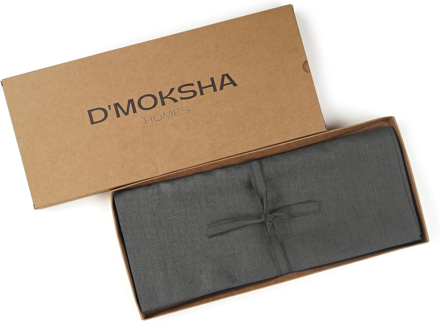 D'Moksha Homes Linen Table Runner 60 Inches - 100% Pure Linen Charcoal Grey Table Runner 14 x 60 Inch for Coffee Tables, Dresser, Fall, Autumn and Halloween - Machine Washable