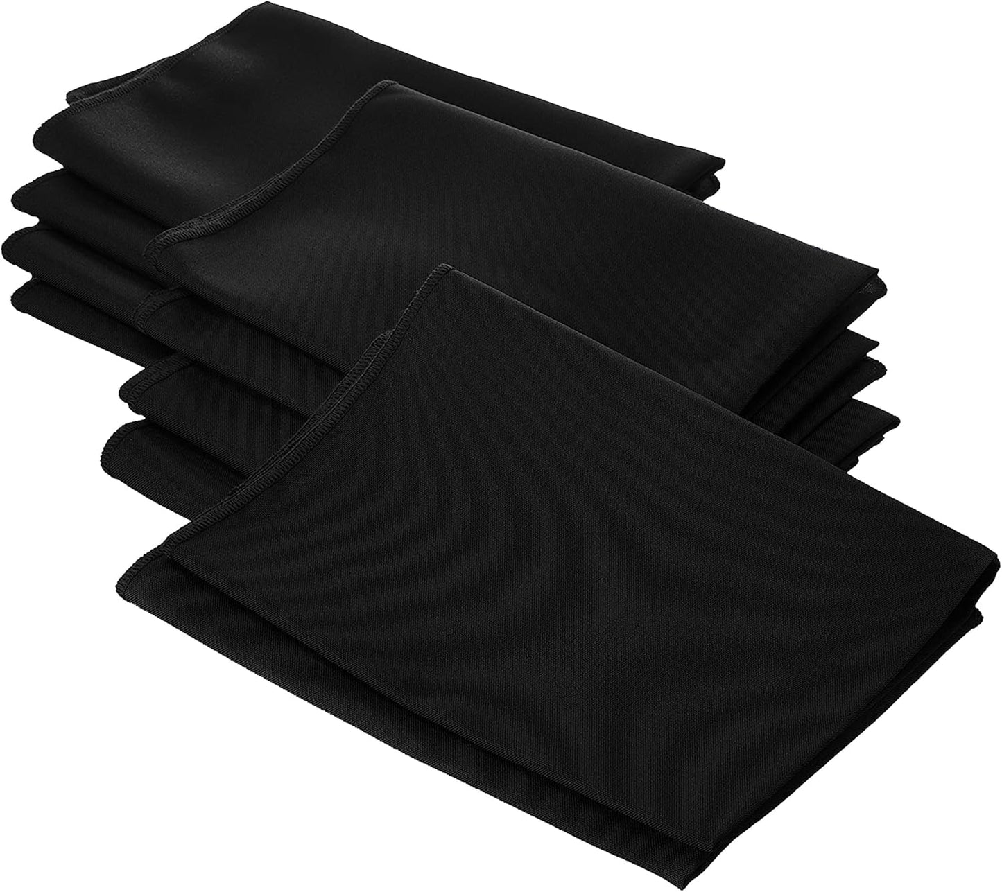 LA Linen 10-Pack Poly Poplin Napkin, Soft Cloth Napkins, Washable Reusable Napkins, Stain and Wrinkle Resistance Table Napkins for Dinner, Wedding, Parties, 18 by 18-Inch, Black