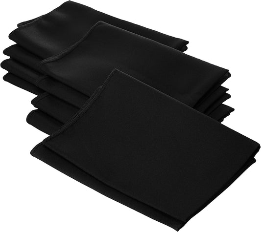 LA Linen 10-Pack Poly Poplin Napkin, Soft Cloth Napkins, Washable Reusable Napkins, Stain and Wrinkle Resistance Table Napkins for Dinner, Wedding, Parties, 18 by 18-Inch, Black