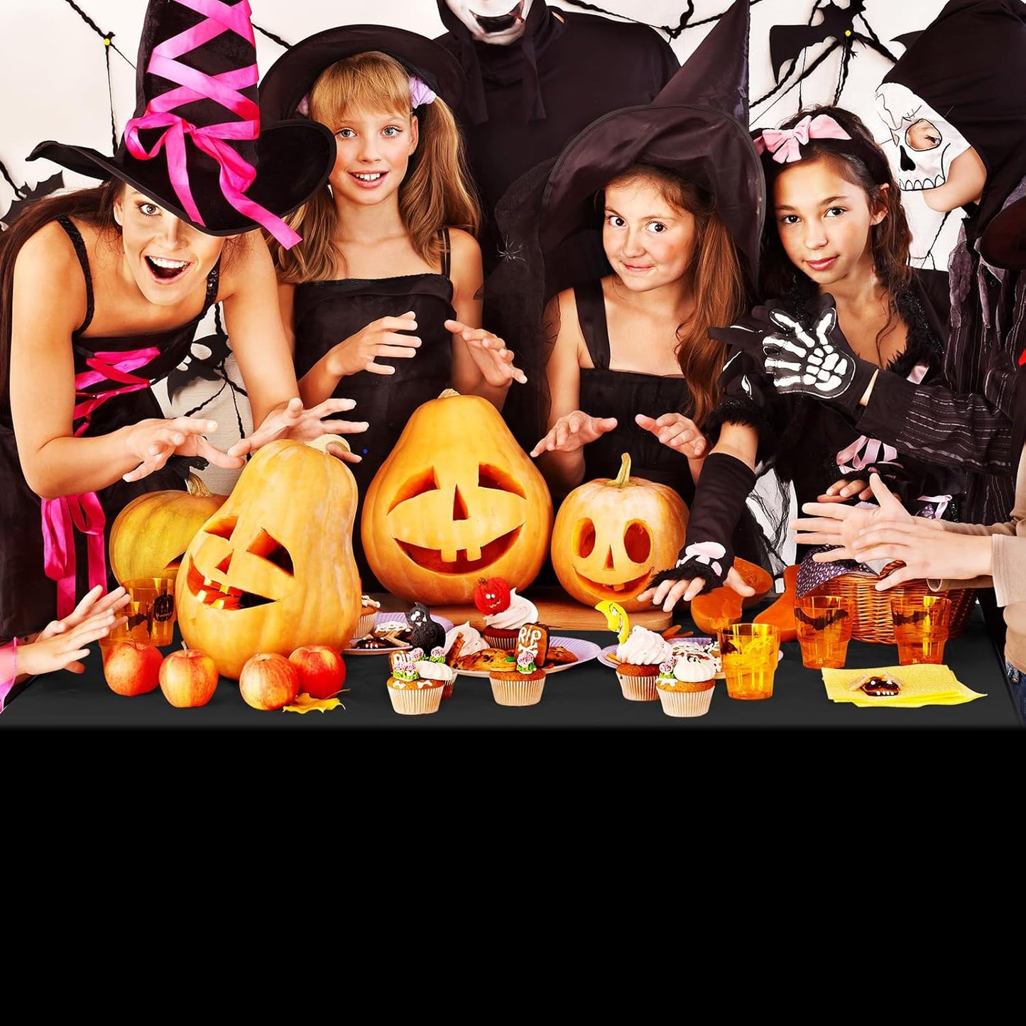 12 Pack Halloween Pink and Black Plastic Tablecloth for Rectangle Tables, Pink Black Disposable Table Cover, Rectangle Table Cloth for Girls Halloween Baby Shower Birthday Party Supplies Decorations