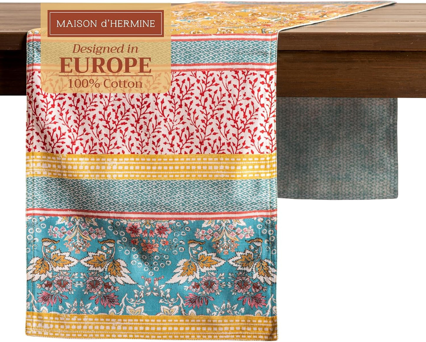 Maison d' Hermine Table runner 100% Cotton Double Layer Table Runners 108 inches long Decorative for Home Kitchen Dining Party Baby Shower Wedding Bridal Shower Spring Summer (Marquise, 14.50" x 108")