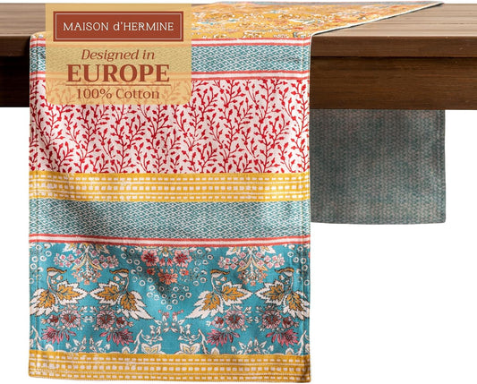 Maison d' Hermine Table Runner 100% Cotton Double Layer Table Runners 72 inches Long Decorative for Home Kitchen Dining Party Baby Shower Wedding Bridal Shower Spring Summer (Marquise, 14.50" x 72")
