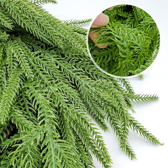 Norfolk Pine Garland Christmas Garland Set - 6FT Realistic Artificial Cedar Garland Christmas Greenery for Mantle, Staircase, Indoor/Outdoor Holiday Decor Lush Evergreen (1, 6 FT)