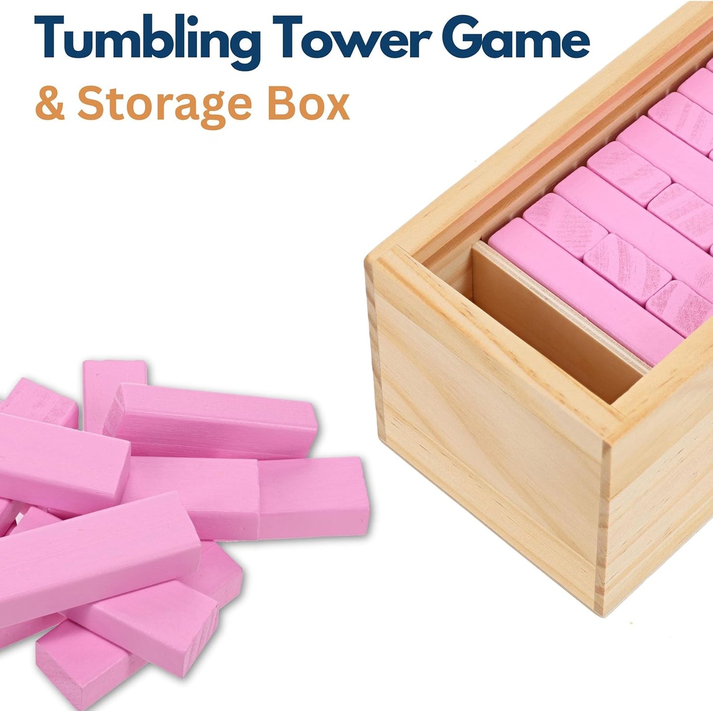 WE Games Wooden Block Stacking Party Game for Adults, Tumble Tower Wedding Guest Book Alternative, Tabletop Games, Includes Storage Case, 12 inches