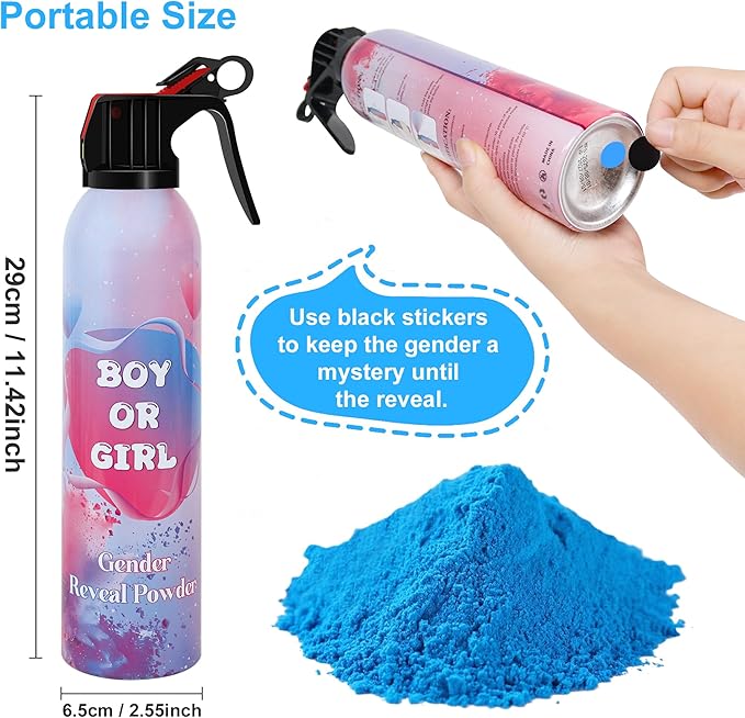 Large Gender Reveal Smoke Bombs 2 Packs, Blue Biodegradable Powder Spray for Baby Boy Reveal, Long-Lasting 10ft Smoke Effect, Unique Gender Reveal Ideas & Party Decorations
