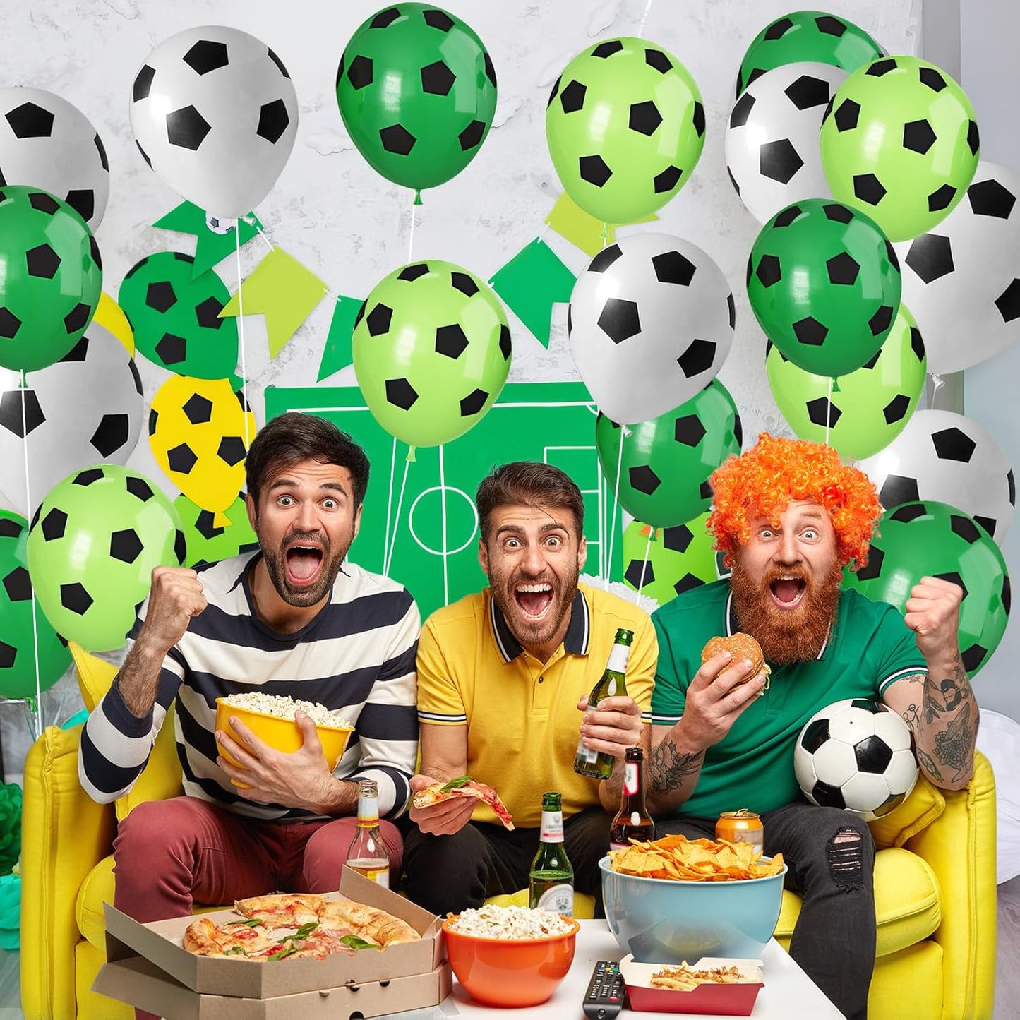 30pcs Soccer Balloon,Soccer Party Birthday Decorations,Football Balloon for Boys,12 Inch Green White Latex Balloons for Kids Football Sport Theme Party Decorations