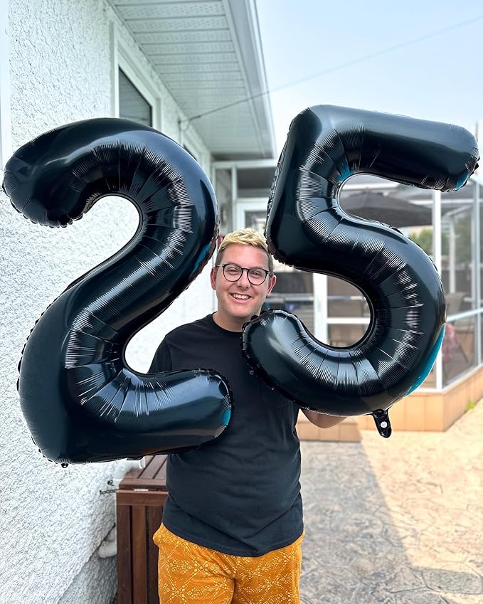 Black Number 7 Balloon 40 Inch, 7th Birthday Party Decorations for Children, Giant 7 Foil Balloon for Party Supplies