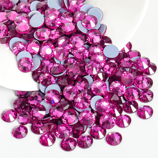 Beadsland Hotfix Rhinestones, 2880pcs Flatback Crystal Rhinestones for Crafts Clothes DIY Decoration,Fuchsia, SS6, 1.9-2.1mm