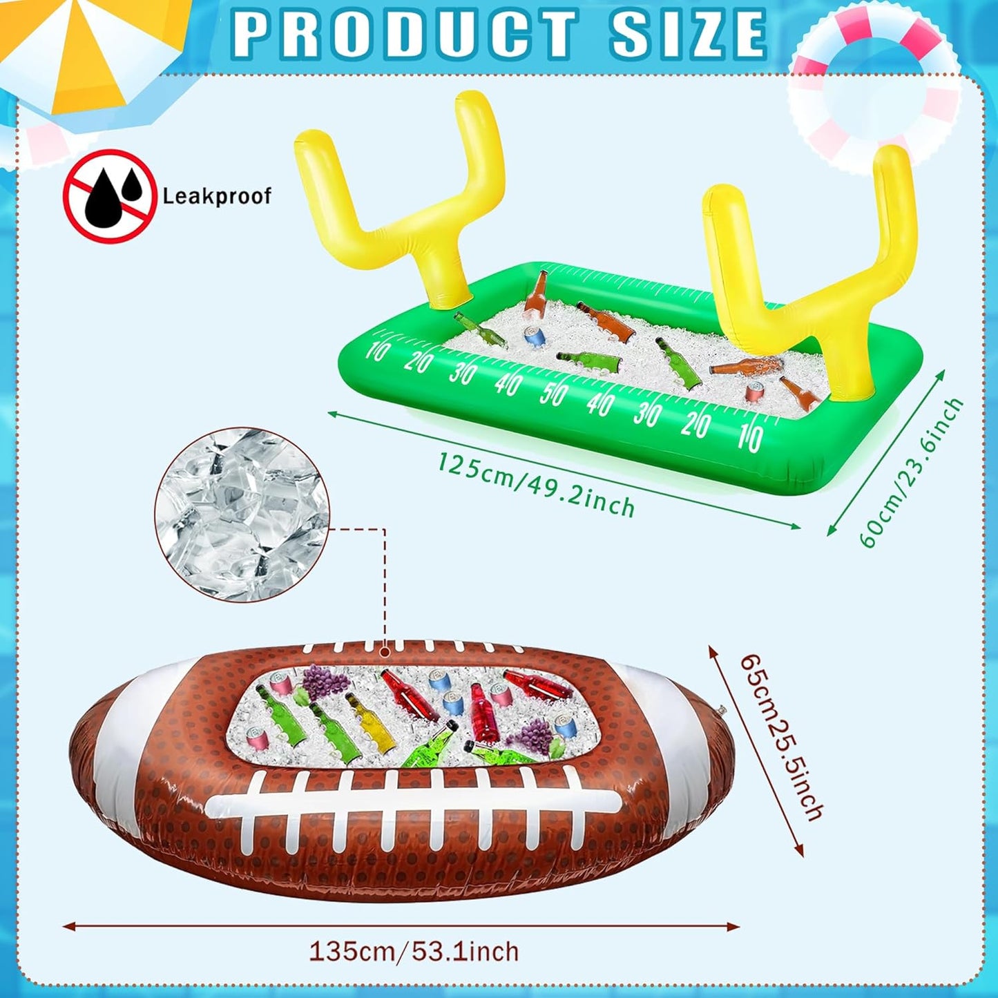 Erweicet 2pcs Football Inflatable Cooler for Parties Serving Bar for Football Party Supplies Super Bowl Party Decorations
