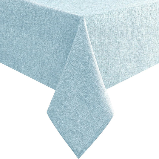 Hiasan Faux Linen Rectangle Tablecloth - Wrinkle and Stain Resistant Washable Table Cloth for Kitchen Dining Room Holiday Table Cover for Dinner, Lux Slate Blue, 52 x 70 Inch