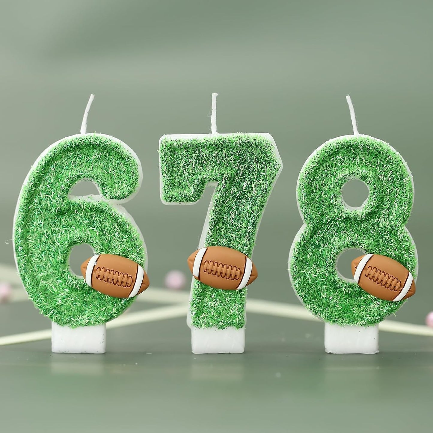 Football Birthday Number Candles for Cake Green Number 4 Candle Football Cake Topper Cupcake Topper for Football Birthday Party Decorations Supplies Favors