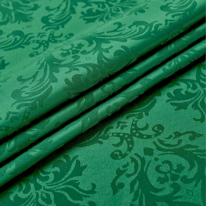 Christmas Green Square Jacquard Tablecloth, Damask Table Cloth, Spill Proof Wrinkle Resistant Tablecloths, Soft Polyester Oblong Table Cover for Holiday,Winter,Kitchen,Parties (Green, 52X52")