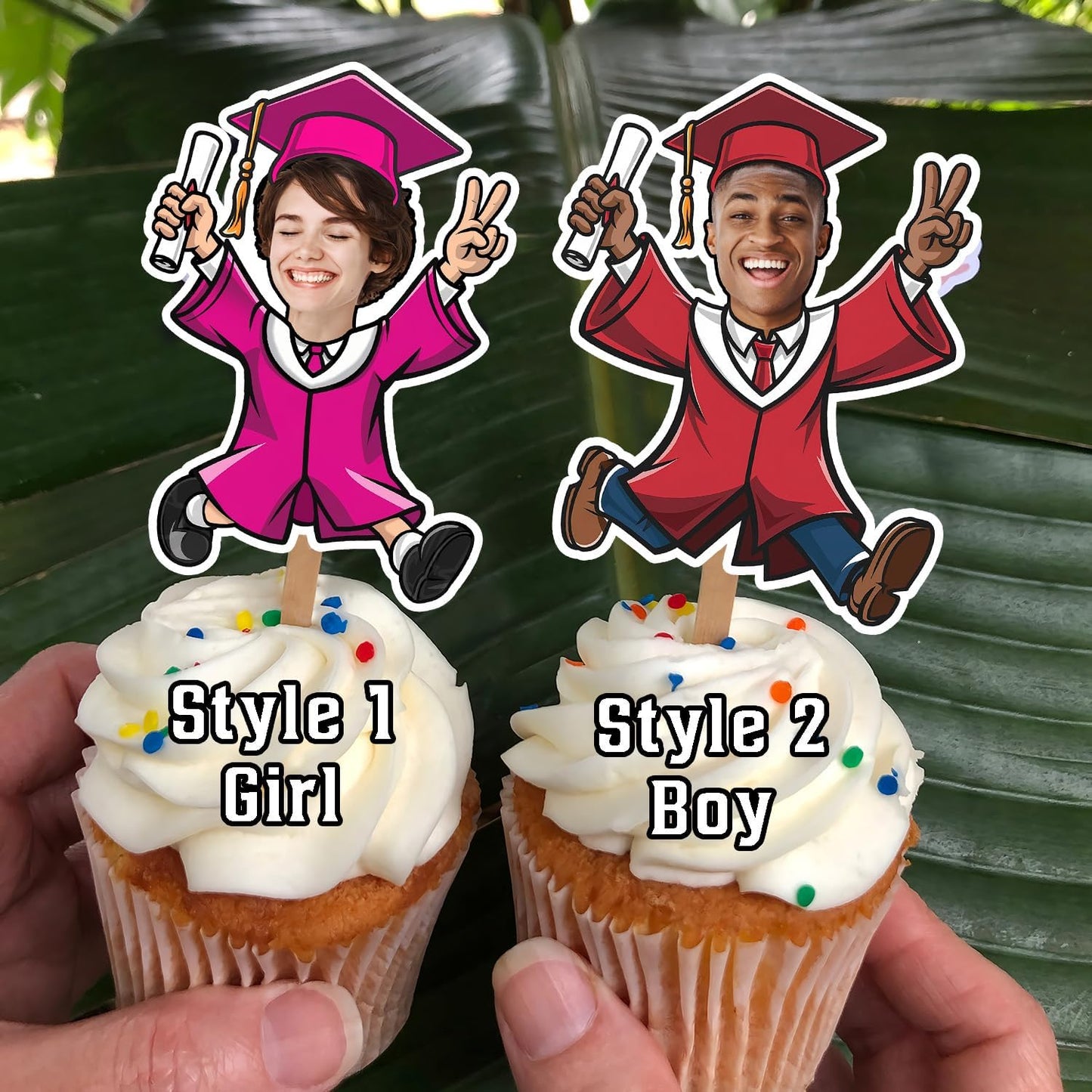 Graduation Cupcake Toppers 2025 - Personalized Graduation Cake Topper Class Of 2025, Custom Photo Christmas Decorations, Congrats Grad Party Supplies Unique Gifts