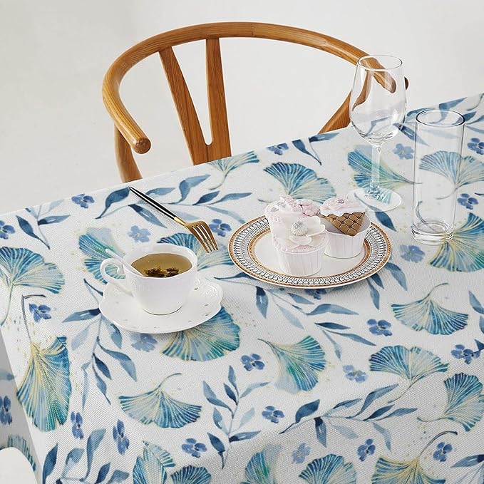 YCness Autumn Maple Leaves Tablecloth, Thanksgiving Autumn Harvest Watercolor Ginkgo Biloba Leaves Table Cover for Party Picnic Dinner Decor 55x75 Inch Rectangle