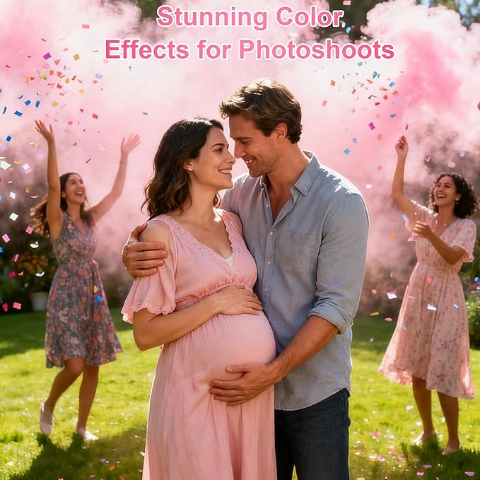 2 Pack Gender Reveal Smoke Bombs – Pink Color Smoke Blasters for Baby Girl Shower, Outdoor Reveal Parties, Long-Lasting Color Smoke Effect for Photos & Videos