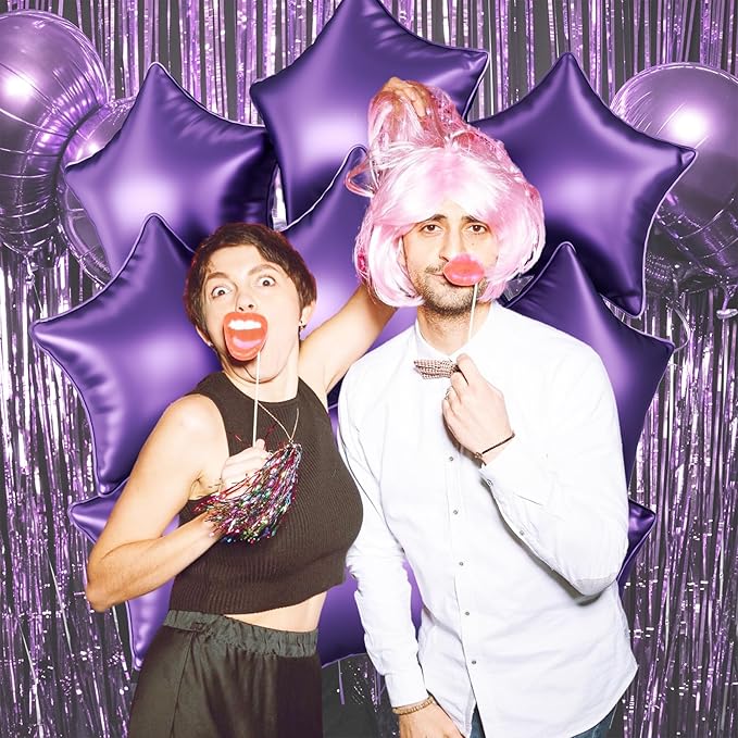 Purple Star Foil Balloons, 10PCS Purple Foil Stars Shape Balloons, 18 Inch Metallic Stars Aluminum Balloon Helium Pentagram Balloon for Birthday, Anniversary, Graduation, Halloween Party Decoration