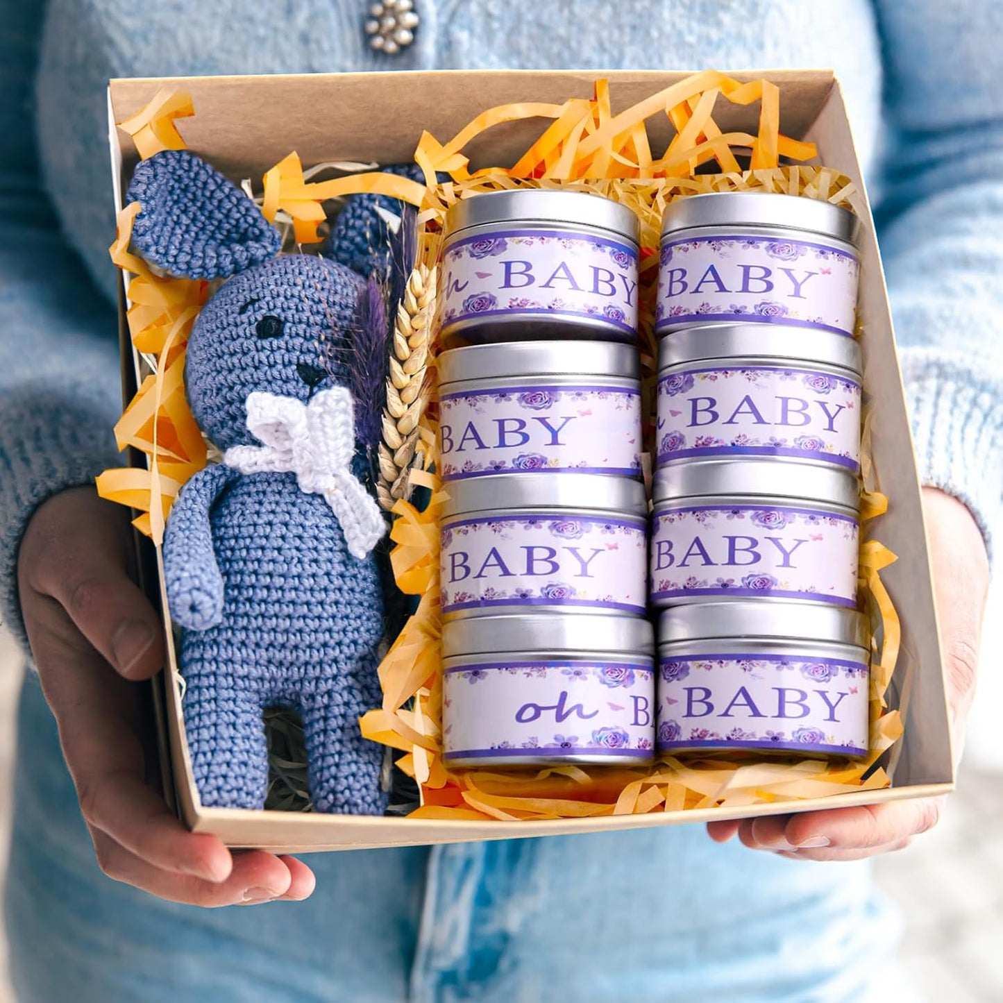 MTLEE 24 Pcs Baby Shower Party Favors Candles Lavender Scented Baby Shower Favors for Guests Rustic Tealights Candles Gender Reveal Return Gifts Girl Boy(Rose,1.2 oz,Purple)