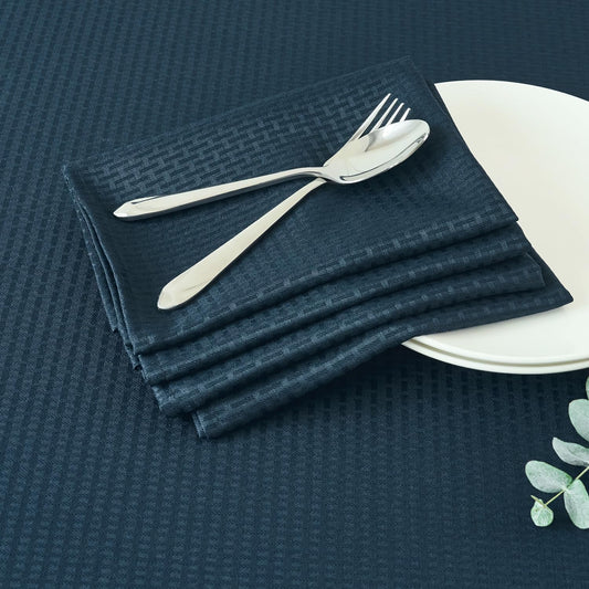 maxmill Cloth Napkins Weaved Texture Pattern Soft Comfortable and Luxury Serviette for Restaurant Family Dinners Weddings Parties and Banquets Set of 4 Pieces, 20 x 20 Inch Navy Blue