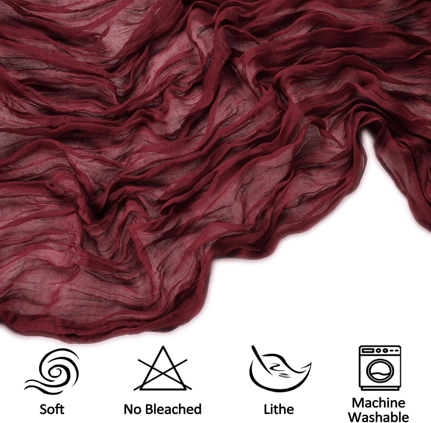 6 Pack 10FT Burgundy Christmas Cheesecloth Table Runner Table Runner 35x120 Inch Gauze Rustic Boho Cheese Cloth for Thanksgiving Wedding Decor Birthday Party Baby Shower Centerpiece Decoration