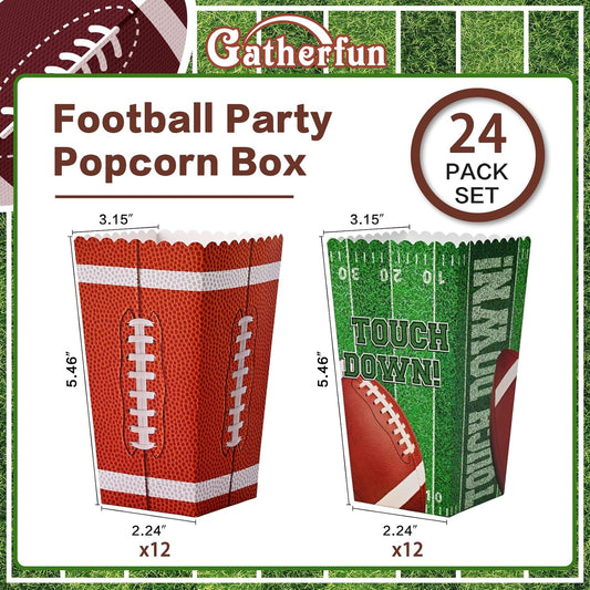 Football Party Supplies Kit for 24 - Popcorn Boxes，Popcorn Buckets for Birthday, Tailgate Celebrations | Football Party Favors & Decorations Set