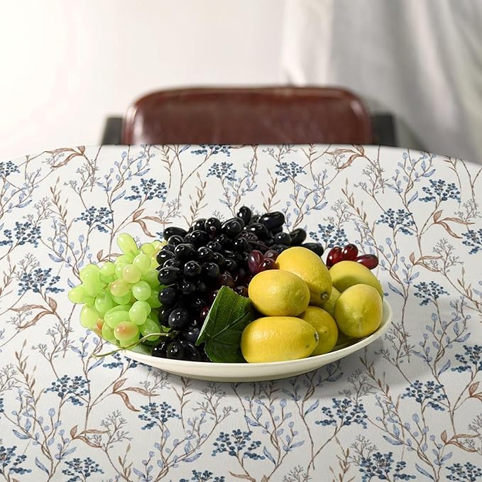 Abstract Geometry Leaf Tablecloth, Thanksgiving Autumn Harvest Fall Watercolor Blue Yellow Leaves Table Cover for Party Picnic Dinner Decor 60x90 Inch Rectangle