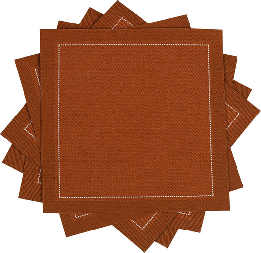 Five Star Napkins Luxury Cotton Cloth Cocktail Napkins - Bar Napkins, Party Napkins, Beverage Napkins, Events, Holiday, Wedding, Birthday, Parties - 4.5" x 4.5" - Disposable (50 x) Caramel