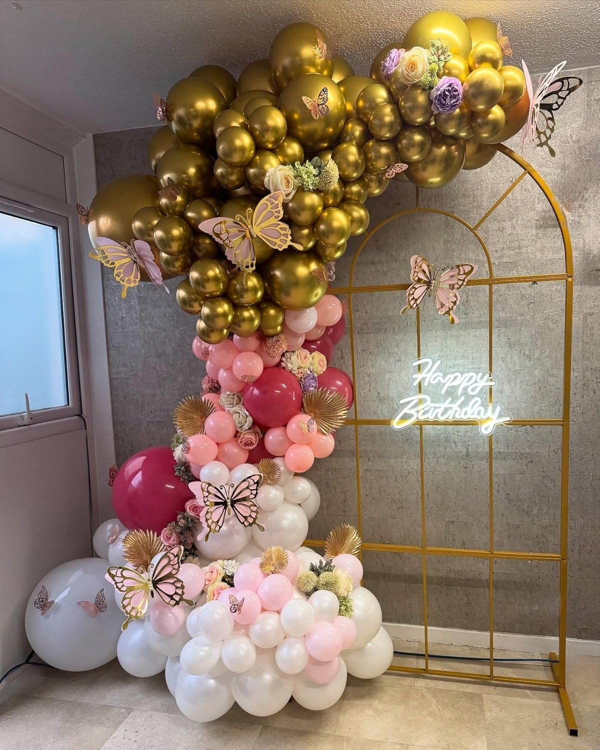 Paready Pink Gold White Balloons Set, 60 Pcs Metallic Gold Pink Balloons, 12 Inch Dusty Pastel Pink White Confetti Balloon For Boho Birthday Bridal Shower Bachelorette Party Supplies
