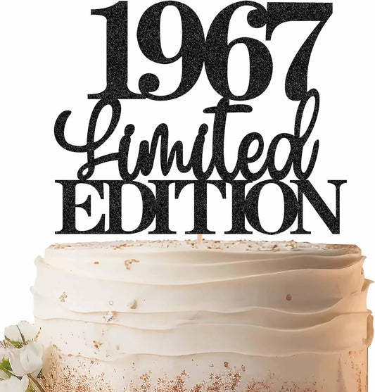 Limited EDITION 1967 Cake Topper - Black Glitter Happy 58th Birthday Party Cake Decoration Supplies, Cheer to 58 Years Cake Bunting Decor for 58th Birthday Party Photo Booth Props